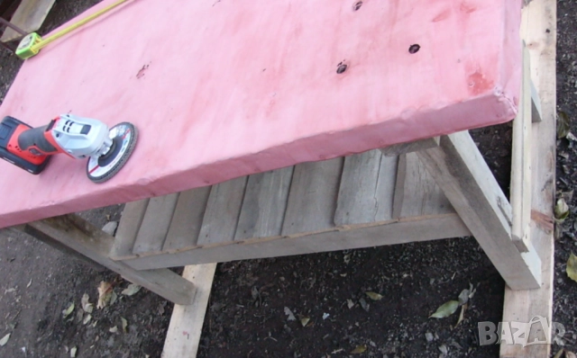 Българска Дървена Шлосерска Работнa МАСА 138x64x71 см Плот Тезгях с Ламарина с Рафт Стелаж БАРТЕР, снимка 4 - Други инструменти - 51946895