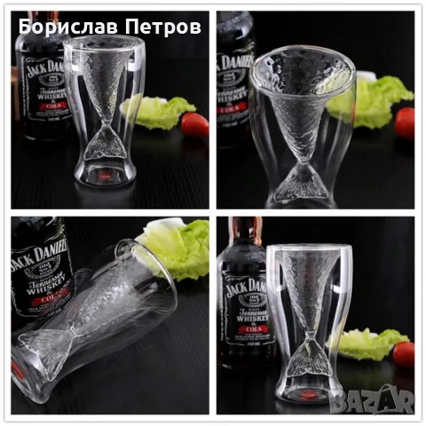 Модерна чаша русалка от боросиликатно стъкло WSKB3, снимка 3 - Чаши - 56200813