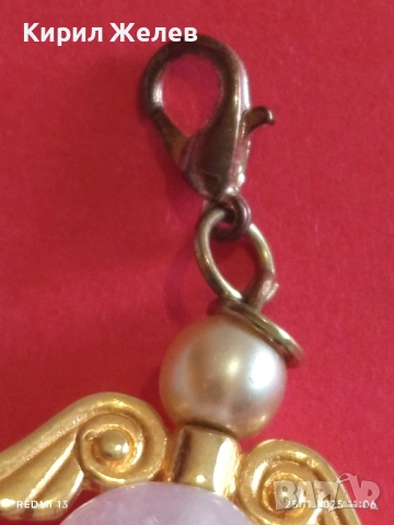 ВИСУЛКА АНГЕЛ от РОЗОВ КВАРЦ с МЕТАЛНИ КРИЛА МОДЕН АКСЕСОАР 52302, снимка 3 - Колиета, медальони, синджири - 52533554