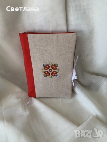 Несесер или калъф за книга от лен с бродиран текст по ваш избор, снимка 8 - Други - 45835364