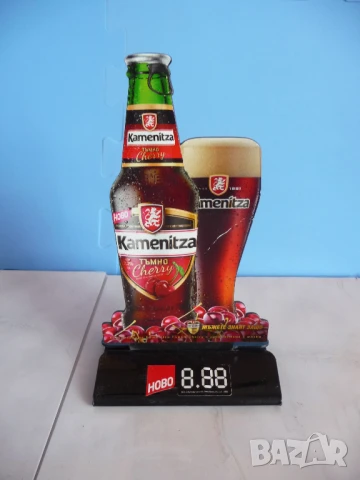 Каменица Настолна реклама бира тъмно череша Kamenitza Cherry рекламна поставка за маса, снимка 3 - Декорация за дома - 51029698