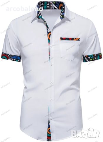 Мъжка лятна модна риза с къс ръкав Colorblock, 2цвята - 023, снимка 2 - Ризи - 41309222