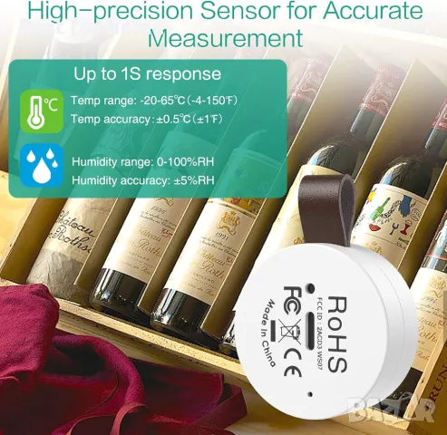 ORIA Мини безжичен сензор за влажност и температура, снимка 3 - Друга електроника - 50272609