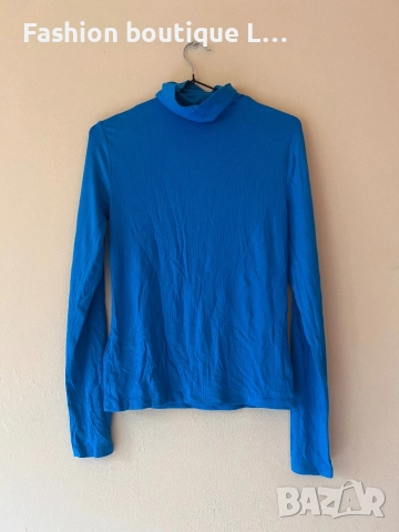 Синя памучна блуза тип поло М размер 💙, снимка 4 - Блузи с дълъг ръкав и пуловери - 52000893