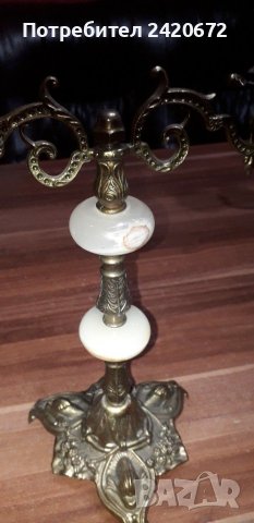 Свещник барок  с  оникс, снимка 3 - Антикварни и старинни предмети - 41378081