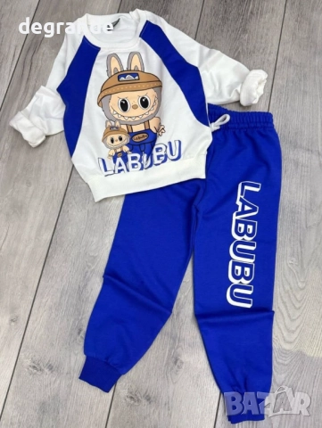 Детски памучен комплект Labubu в синьо