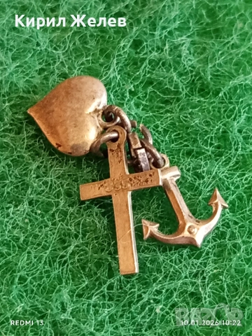 Винтидж сребърна висулка три елемента СЪРЦЕ,КОТВА и КРЪСТ много красив стилен дизайн 52598