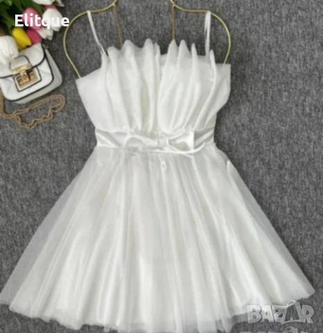 Кукленска бяла рокля с панделка , снимка 2 - Рокли - 53587485