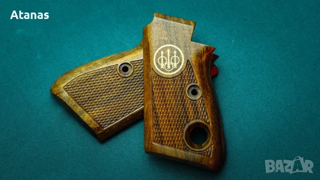 Чирени за Берета/Beretta M71 - орехови - ръчноизработени - инкрустирано лого, снимка 4 - Оборудване и аксесоари за оръжия - 56130612