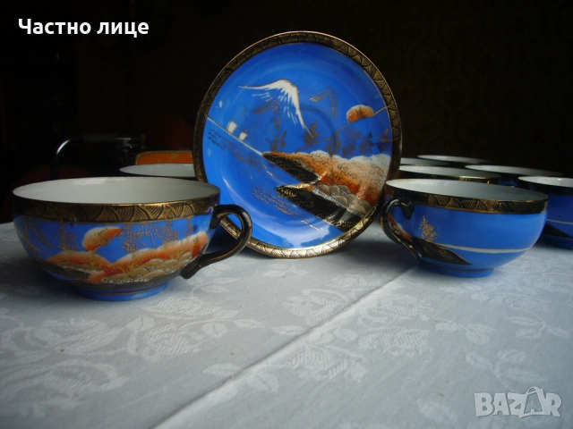 Японски чаен сервиз от 1920-те год. от ажурен порцелан, ръчна изработка