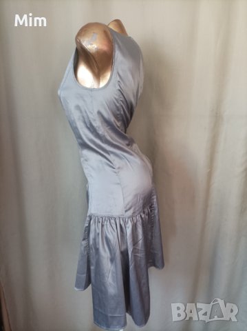 М Сатенена оловно сива рокля , снимка 5 - Рокли - 41096315