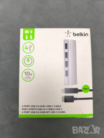 🔌 Belkin 4-Port USB 3.0 Hub + USB-C кабел 🔌