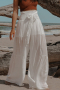 Дамски панталон в бяло, с висока талия и широки крачоли, снимка 11