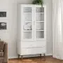 vidaXL Шкаф витрина MOLDE, бял, 90x35x175 см, бор масив, снимка 2