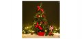 Коледна декоративна елха-саксия, Червени топки, 20 Led светлини - 50см , снимка 2
