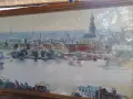 Hamburger Michel Landingsbrucken Binnenalsyer акварел подписан 90г панорама 132х58см Злат. рамка ст., снимка 2