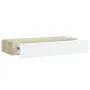 vidaXL Стенен рафт за чекмеджета, дъб и бяло, 60x23,5x10 см, MDF, снимка 1