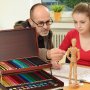 Луксозен куфар за рисуване, 73 части, изискан куфар за рисуване, комплект за рисуване в дървен куфар, снимка 3