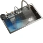 Мултифункционална кухненска мивка с двоен водопад и джоб за прибори, снимка 5
