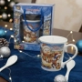 Празничен комплект за топли напитки – Керамична чаша и лъжичка в коледна опаковка, снимка 6