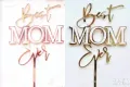 Best Mom Ever Най - добра майка мама розов златен пластмасов топер украса за торта, снимка 1