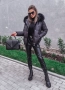 Черно дамско ватирано яке с кожа , снимка 10