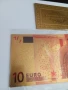 Позлатена с 24 карата злато банкнота 10 Евро със сертификат, снимка 5