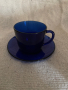 Винтидж кобалтово синьо стъкло чаши и чинийки, снимка 3