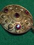 СТАРИННО БРОНЗОВО ОРНАМЕНТИРАНО ЕТНО УКРАШЕНИЕ МЕДАЛЬОН с ЮВЕЛИРНО ФАСЕТИРАН ЕСТЕСТВЕН ГРАНАТ 9309 , снимка 3