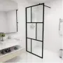 vidaXL Преграден параван за баня, закалено стъкло, черен, 90x195 см, снимка 2