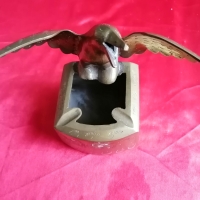 Рядък Бронзов Пепелник със Статуетка ПТИЦА, снимка 2 - Антикварни и старинни предмети - 36062565