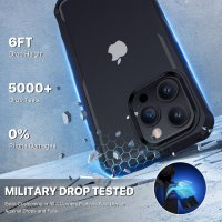 CENHUFO Съвместим с калъф за iPhone 15 Pro Max с вграден протектор против шпиониране, черен, снимка 5 - Калъфи, кейсове - 44199478