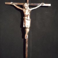 Кръст Разпятие Христово за закачане на стена/изцяло от метал, снимка 1 - Антикварни и старинни предмети - 42306082
