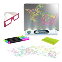Магическа, светеща 3D дъска за рисуване с цветни маркери, снимка 1 - Рисуване и оцветяване - 44744749