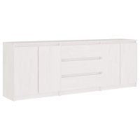 Странично шкафче, бяло, 180x36x65 см, бор масив, снимка 1 - Шкафове - 42361694