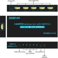 HDMI превключвател HDMI селекторен превключвател 5 порта HDR IR дистанционно 4K HDMI , снимка 1 - Друга електроника - 41981017