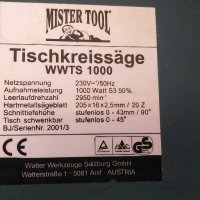 Настолен циркуляр Mister Tool WWTS 1000, снимка 4 - Други инструменти - 42186357