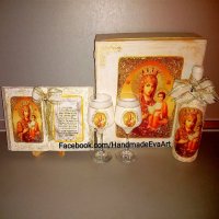 Подарък за Кръстници- Сервиз и декоративна свещ със снимка, снимка 9 - Подаръци за кръщене - 41001552