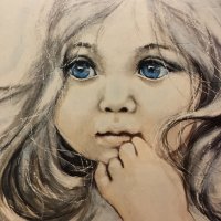 Полска Картина Дете Със Сини Очи, снимка 4 - Антикварни и старинни предмети - 35795370