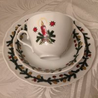 Tirschenreuth Bavaria 1940 г. Старинен Коледен комплект за кафе чай и десерт сервиз трио сет, снимка 5 - Други ценни предмети - 34688270