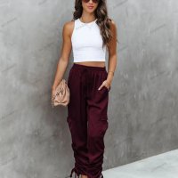 Моден дамски ежедневен панталон с джобове и висока талия, 3цвята - 023, снимка 2 - Панталони - 41740433