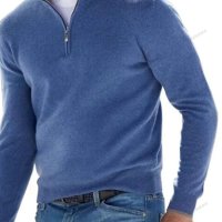 Топ мъжки ежедневен пуловер с V-образно деколте и цип, 10цвята - 023, снимка 6 - Пуловери - 39111155
