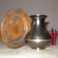 Бронзова Ваза Дървена Чиния, снимка 2 - Антикварни и старинни предмети - 44531370