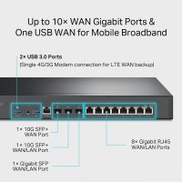 Кабелен Рутер TP-Link ER8411 Omada SDN До 10 WAN порта оптични и RJ45 WAN, снимка 3 - Рутери - 38665877