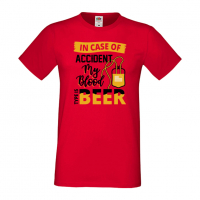 Мъжка тениска In Case Of Accident My Blood Type Is Beer,Бира,Бирфест,Beerfest,Подарък,Изненада,Рожде, снимка 3 - Тениски - 36378219