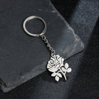 409 Ключодържател Роза в сребристо медицинска стомана цвете безплатна доставка подарък бижута, снимка 2 - Подаръци за жени - 41768668