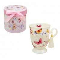 Луксозна чаша за чай в кутия "Цветя" /керамика/., снимка 1 - Декорация за дома - 39518298