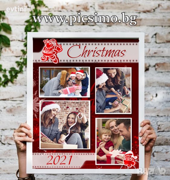 Коледен колаж със снимки в рамка, снимка 1