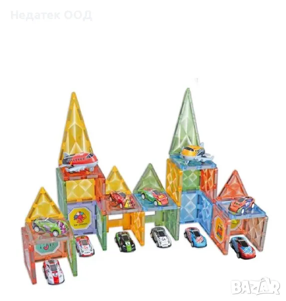 Цветен магнитен конструктор с коли, 72 бр., снимка 1