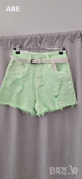 Зелени дънкови къси панталонки, снимка 1